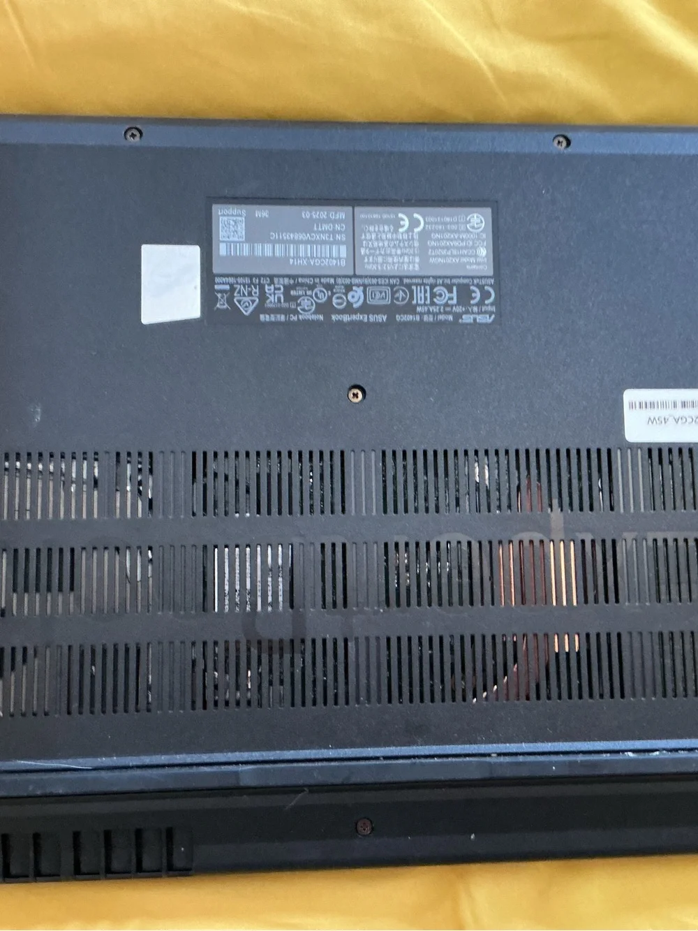 ASUS “Expert Book” Black Laptop Underside with Vent Grille * needs charger cord*